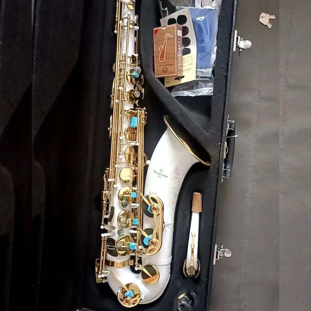 Классический 030 Bb двойной цветной блок платиновый тенор-саксофон белый корпус B
