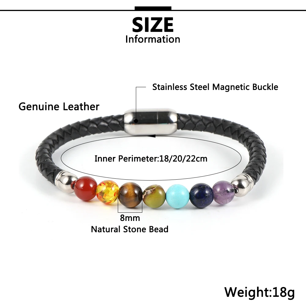 Мужские и женские браслеты из натурального камня 7 чакр для йоги радиестезии