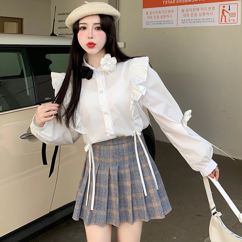 

Firm offers the three-dimensional design feeling little daughters year in the fall and winter of the new French court wind ruffl