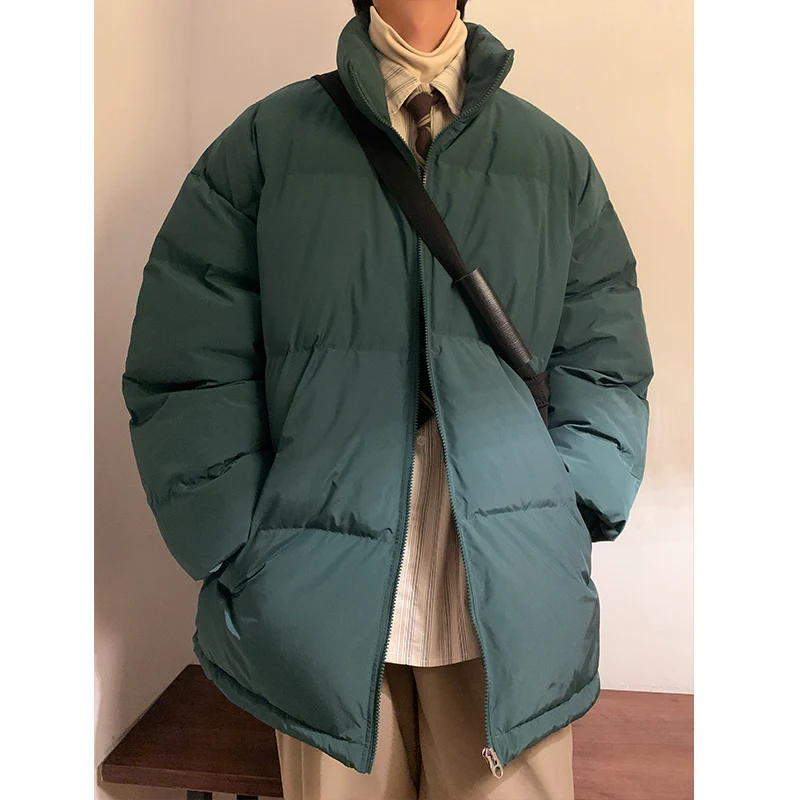 

Зимняя мужская куртка, парка, утепленное теплое пальто, однотонная свободная ветрозащитная куртка с воротником-стойкой, уличная верхняя одежда, мужские парки