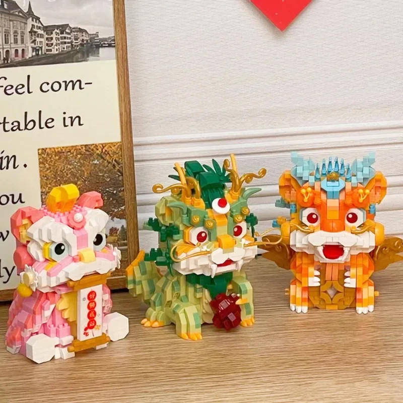 Китай благоприятный зверь BALODY Год Дракона строительные блоки Цинлун храбрые