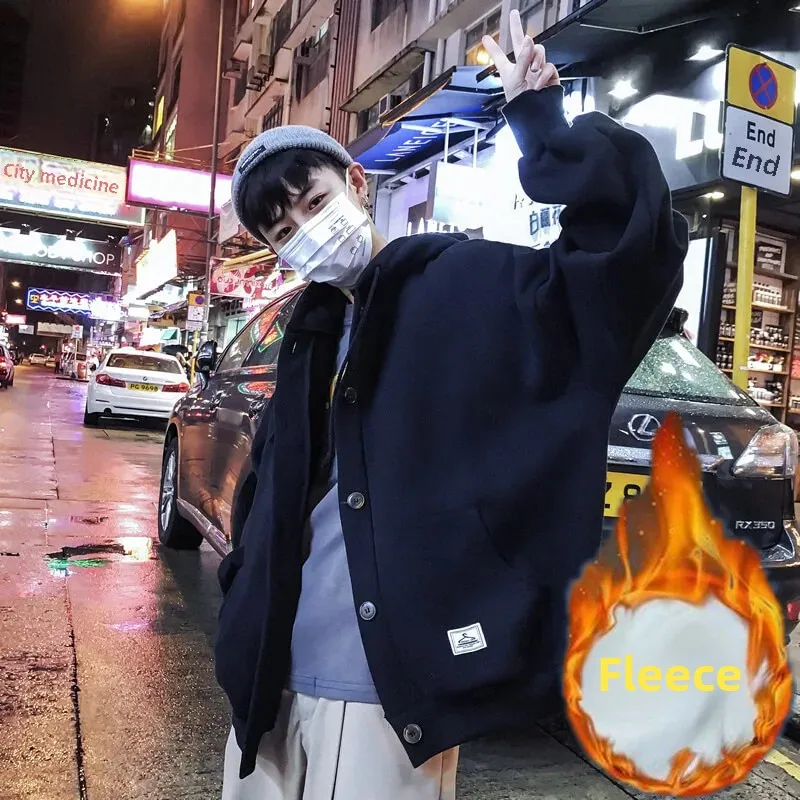 2024 мужской кардиган с капюшоном толстовка свободная посадка повседневная