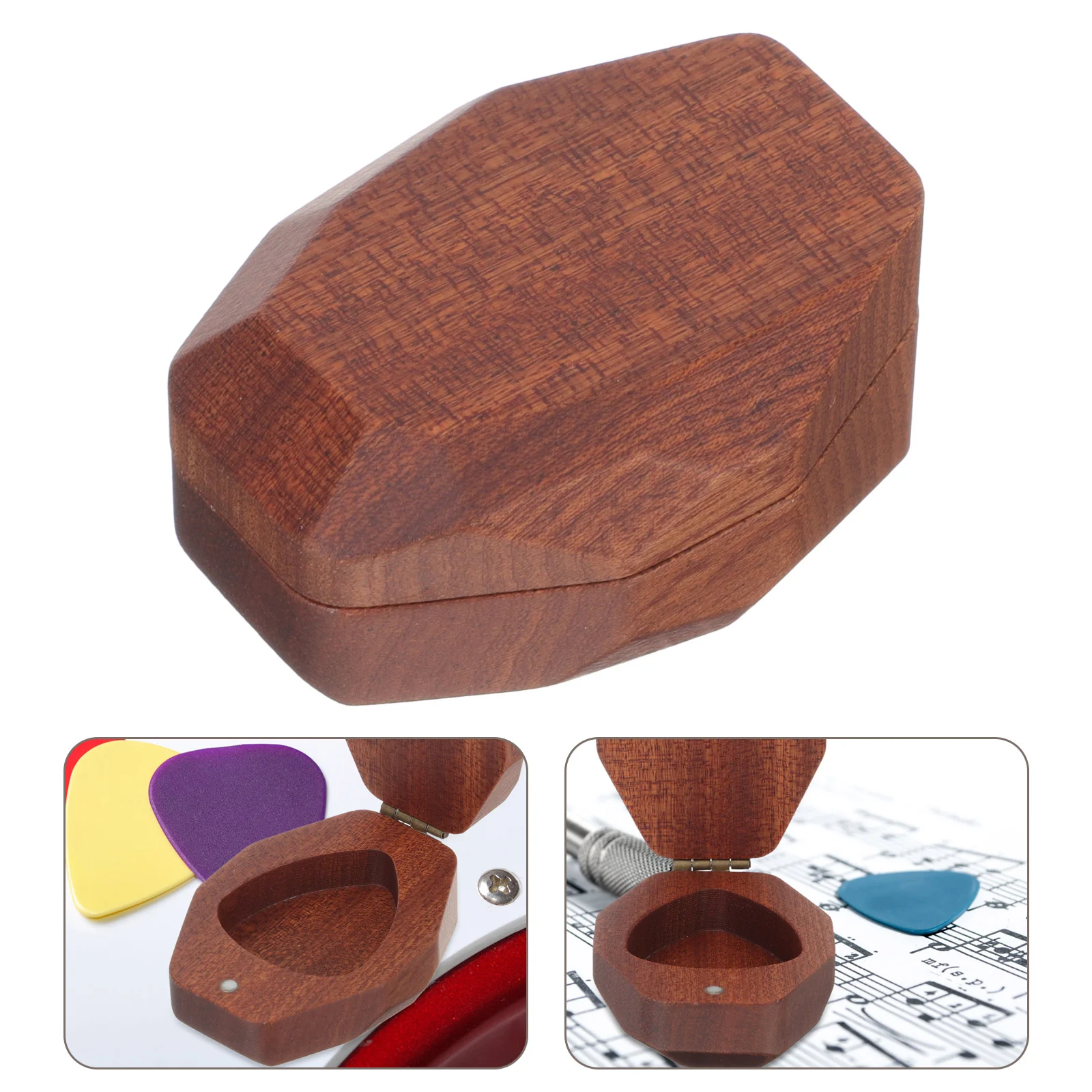 

Pick Box Guitar Storage Holder Locking Tuners Inline Parts Wood Cases Plectrum