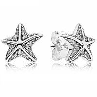 authentic 925 sterling silver sparkling cute fish with crystal stud earrings for women wedding gift pandora jewelry