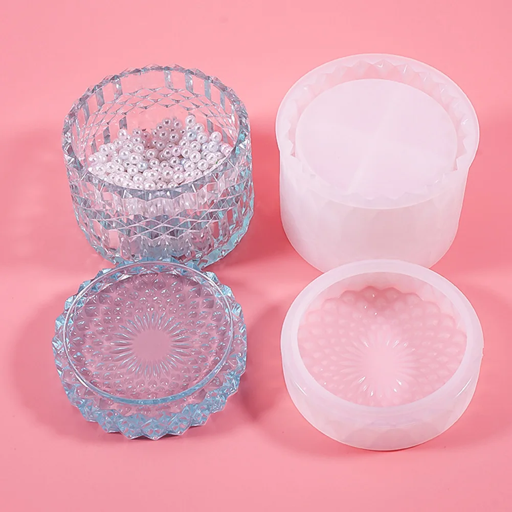 

DIY Craft Round Concrete Candle Vessel Molds With Lid Mold Soft Silicone Storage Box Mold Candle Holder Ashtray