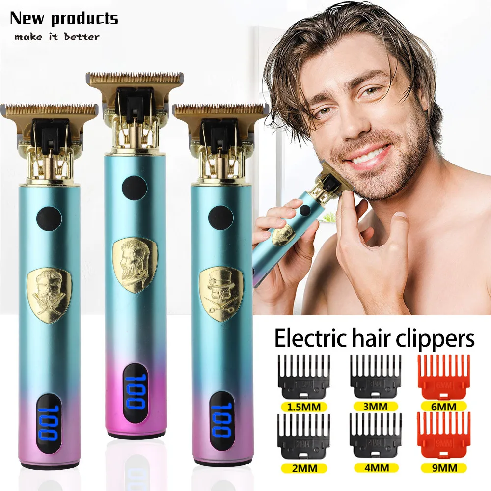 

Rechargeable Professional Beard Trimmer Machine Hair Clipper Men Electric Razor USB Electric Shaver with LCD Display Retro Men