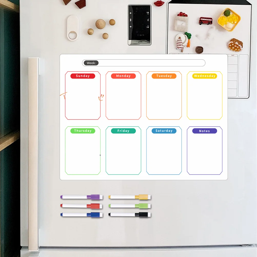 

Weekly Meal Planner Magnetic Whiteboard Calendar for Fridge Boards Dry Erase Menu Refrigerator