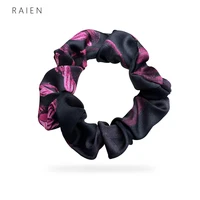 100 silk scrunchies women elastic rubber printing twill hair bands girls solid ponytail holder hair ties rope hair accessories