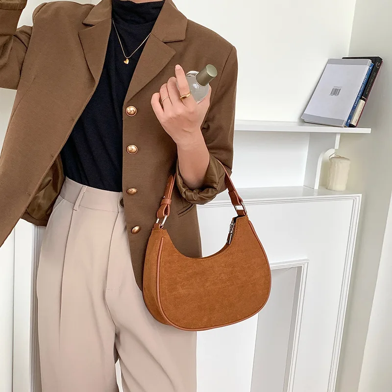 Винтажная сумка через плечо из искусственной замши женская модная простая