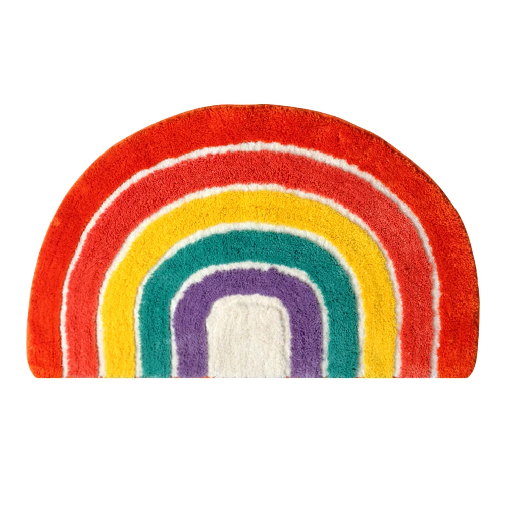 

Mat Floor Rainbow Rug Bathroom Throw Doormat Room Living Carpet Kids Nurser Anti Home Semicircular Skid Circle Mats Cute Semi