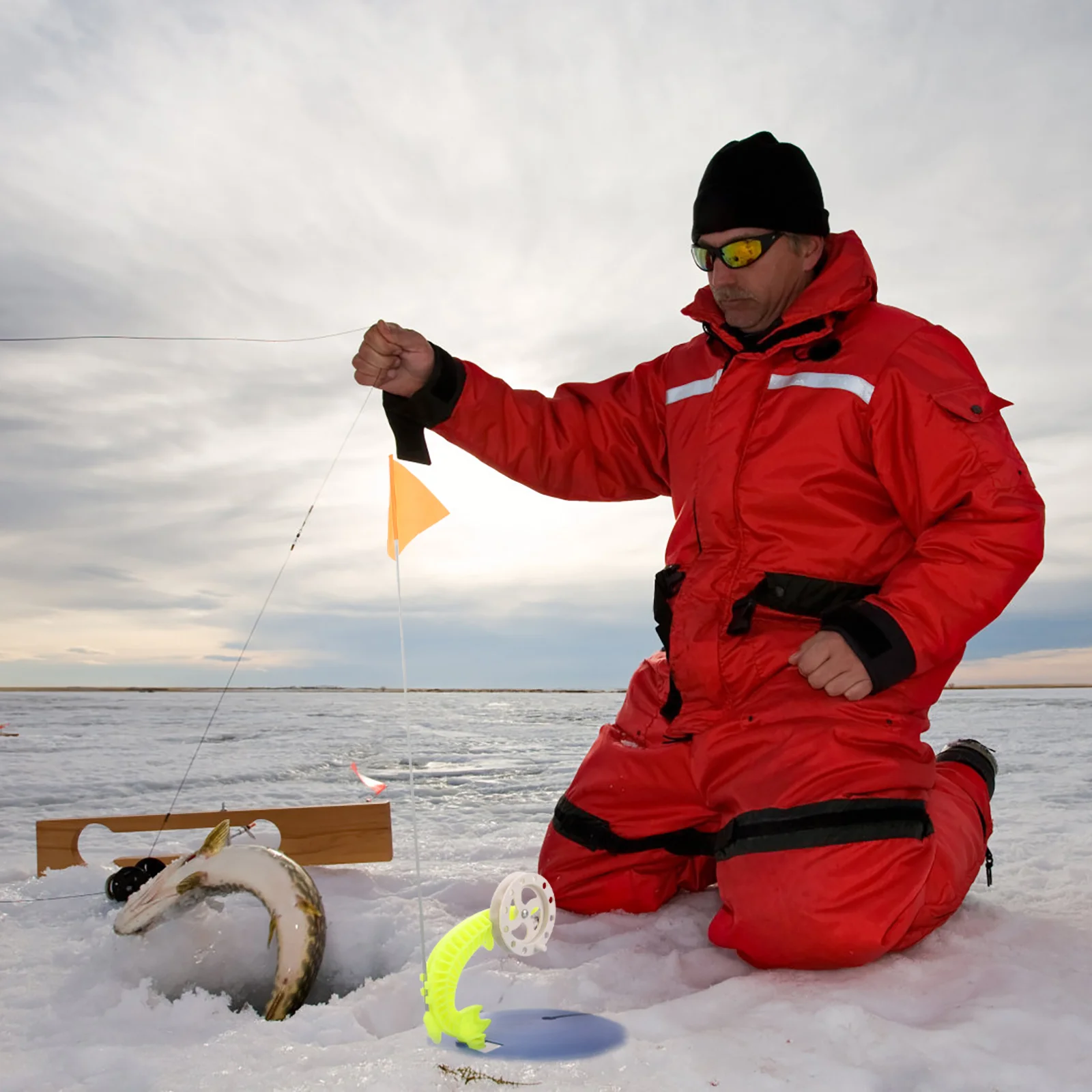 2 шт. зимняя рыбалка ледяной флаг рыболовный переключатель портативный крючок