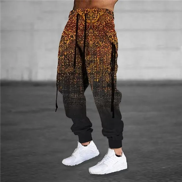 Men Sweatpants Joggers Trousers Fashion 3D Printed Side Pockets Ribbon Graphic GraphicComfort Breathable Sports Streetwear
