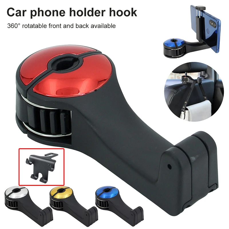

1Pc 2 In 1 Car Headrest Hook Phone Car Holder Car Hanger Portable Seat Back Hanger Storage Hook Phone Holder Auto Fastener Clip