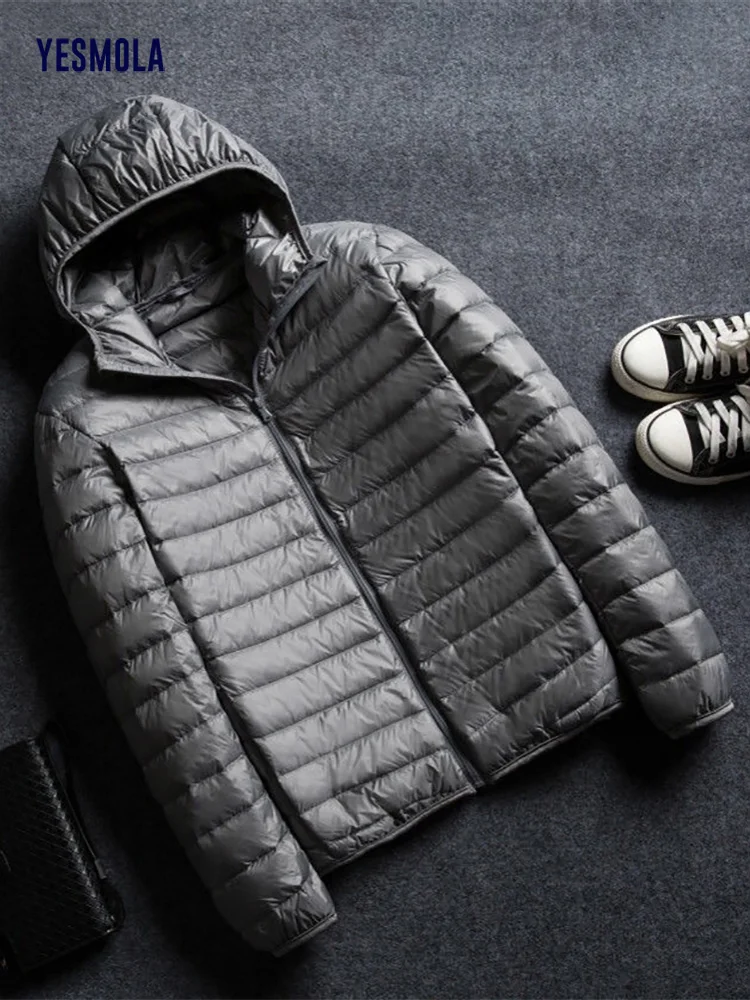 New Brand Autumn Winter Light Down Jacket Men's Fashion Hooded Short Large Ultra-thin Lightweight Youth Slim Coat Down Jackets