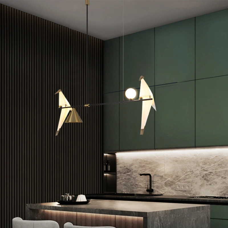 

Светодиодная художественная люстра, Подвесная лампа, искусственная лампа в скандинавском стиле, Современная бумажная лампа для гостиной, столовой, детской комнаты, птицы, дизайн