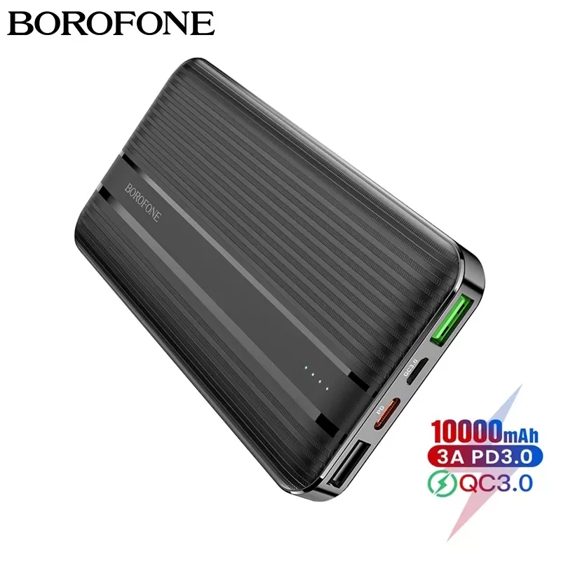 

NEW2023 BOROFONE Power Bank 10000mAh USB Type C QC PD 3.0 Quick 18W Fast Charger Portable External Battery For iphone