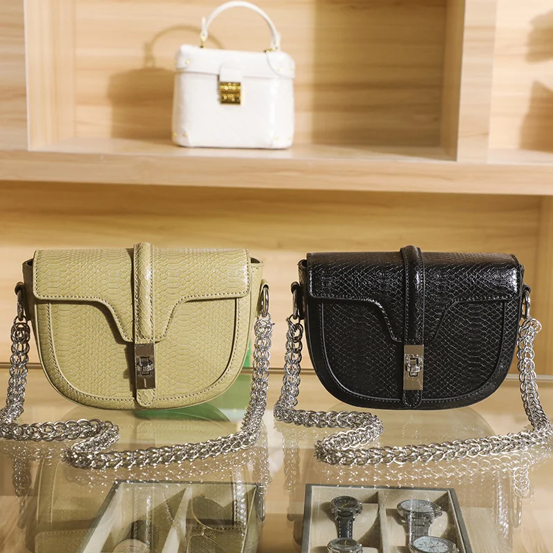 

Роскошное Качество подлинный бренд высокое седло Женская полукруглая модная цепочка под змеиную кожу Advanced sense Универсальный крокодиловый ...