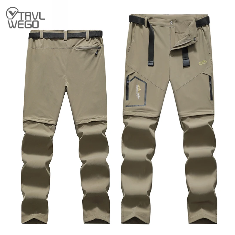 

TRVLWEGO Men Pants Camping Hiking Quick Dry Breathable Removable Outdoor With Zip Pockets Summer Safari Travel Trekking Trousers