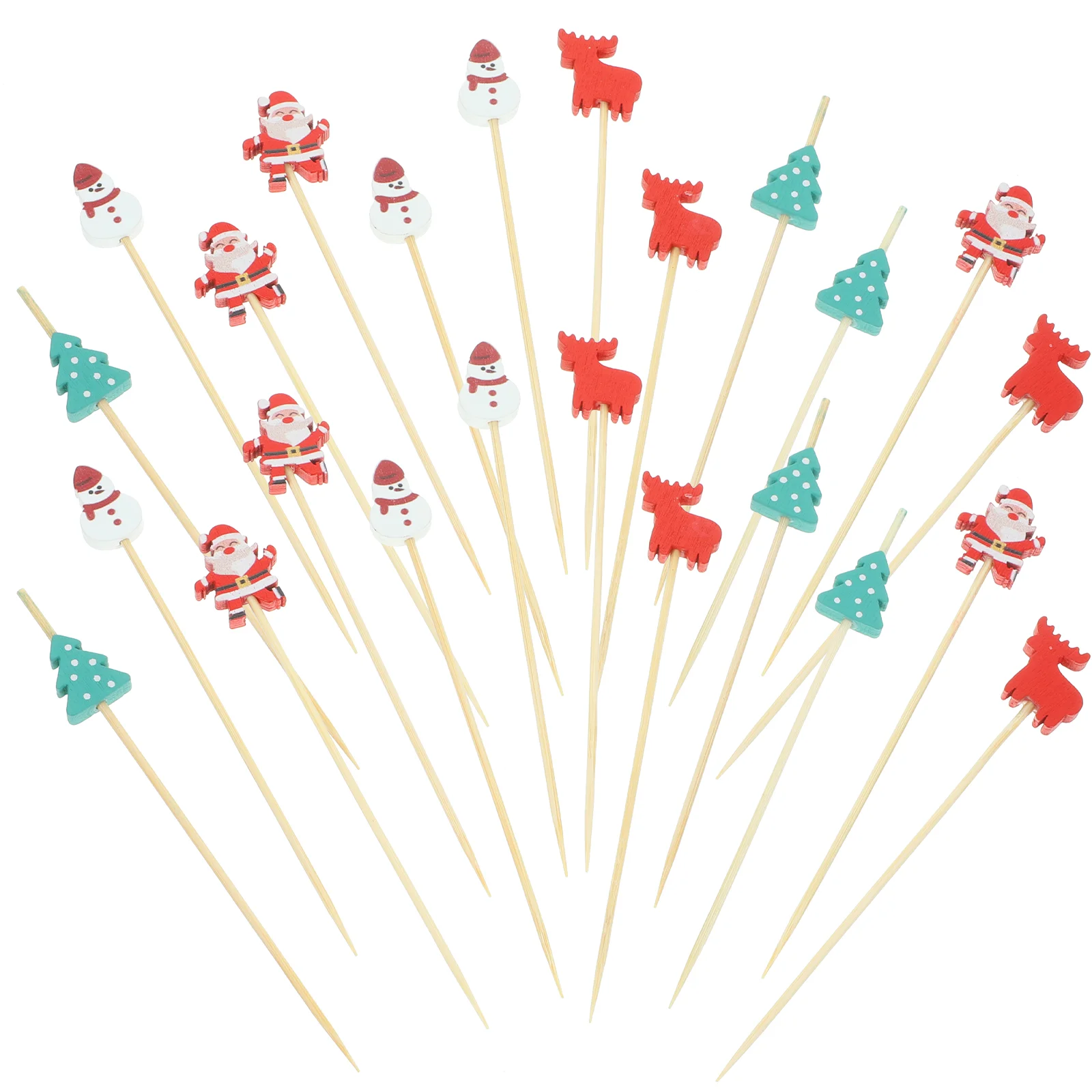 

100 Pcs Fruits Bamboo Appetizer Pick Christmas Toothpicks Stick Party Snack Decorative Food
