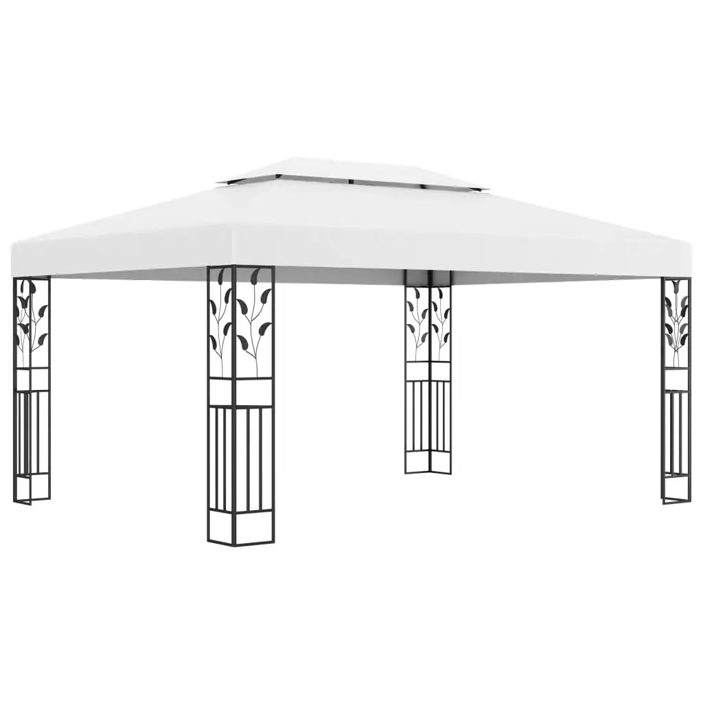 

Patio Gazebo with Double Roof , Steel & Polyester Garden Party Tent, Garden Decoration White 3x4 m