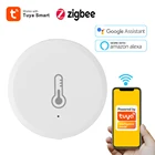 Датчик температуры и влажности Tuya Zigbee, комнатный гигрометр, термометр, детектор, дистанционное управление с Alexa Google Home