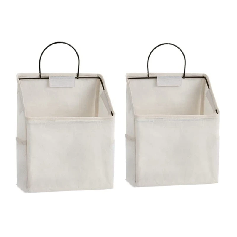 

2Pcs Three-Dimensional Home Solid Color Storage Hanging Bag Wall-Mounted Socks, Hats, Books And Sundries Storage Bag