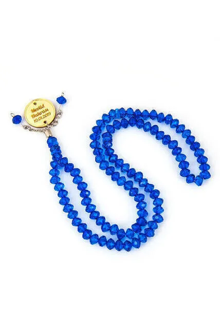 

IQRAH İsme Special Platter 99lu Crystal Hajj Umrah Gift Prayer Beads Navy Blue