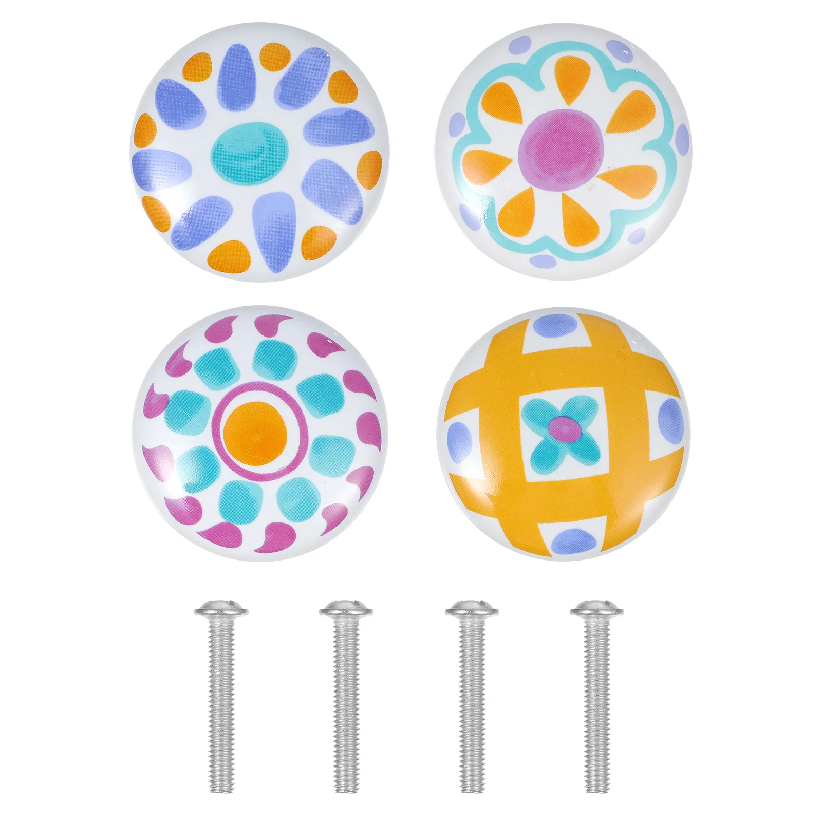 

4pcs Durable Ceramic Alloy Door Handle Single Hole Round Cabinet Handle