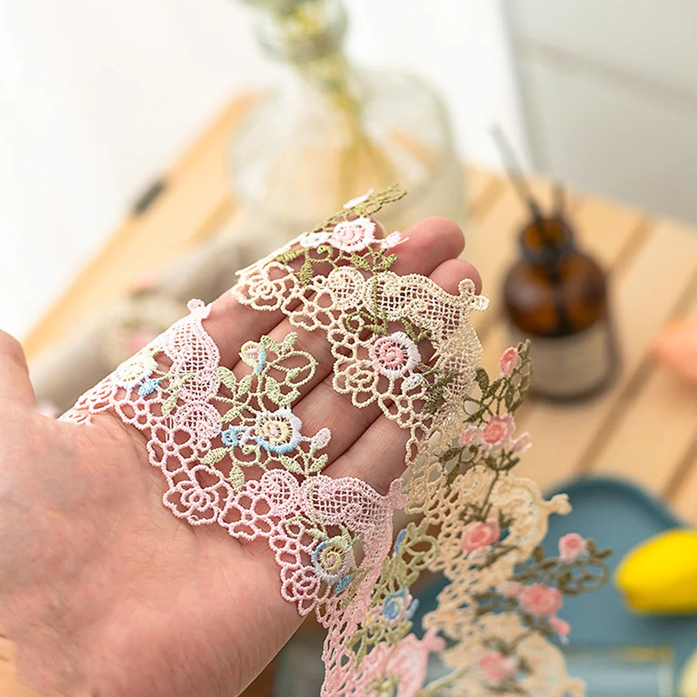 Кружево 1 ярд ширина 6 см розовый зеленый цвет отделка ремесленный цветок