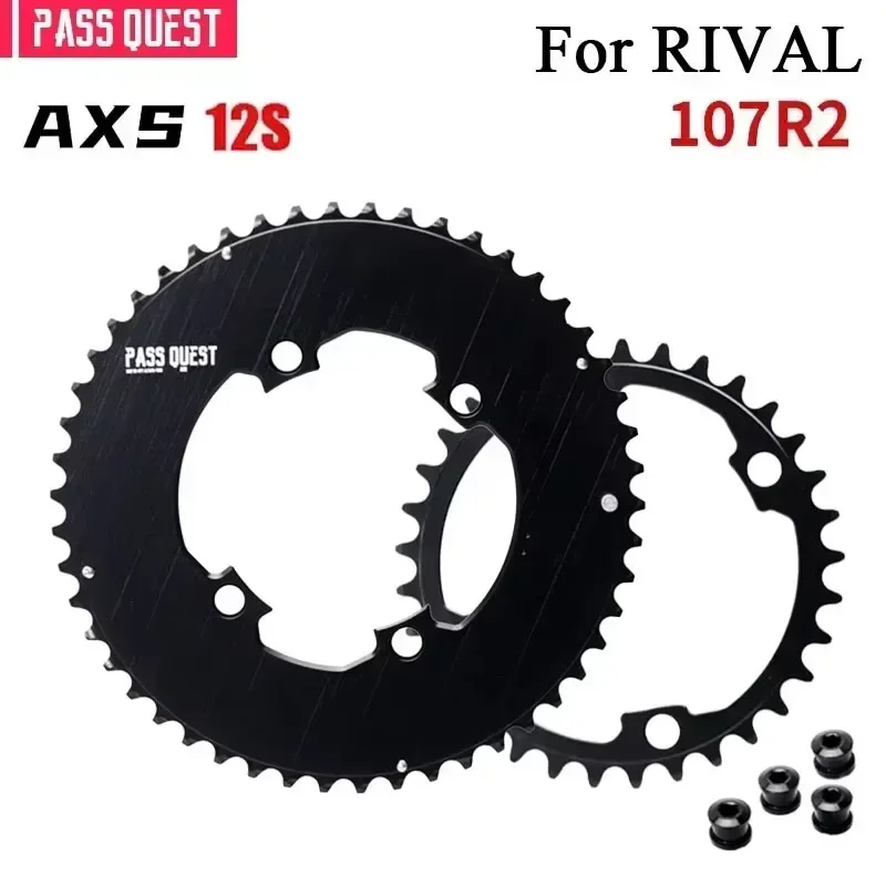 PASS QUEST 107BCD DOUBLE Chainring MTB Road Bike 46-33T 48-35T 50-37T 52-39T 2X Chainwheel for Sram Rival AXS 12S