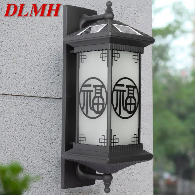 

DLMH Outdoor Solar Wall Lamp Creativity Black Sconce Lights LED Waterproof IP65 for Home Villa Balcony Courtyard