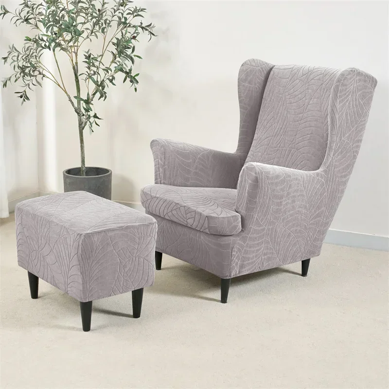 

3 шт./компл., чехол на стул с крыльями, водоотталкивающие чехлы на кресла с крылышками и османским чехлом, жаккардовая защита для стула с крыльями для дома