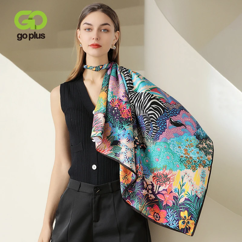 

GOPLUS Scarf Women Vintage Floral Square Scarves Ladies Schal Damen Echarpe Femme Hiver Luxe Bufandas Invierno Mujer C50106