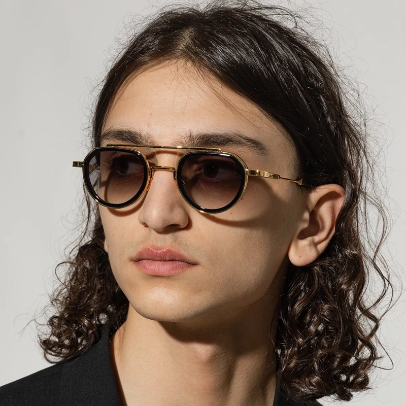 Очки солнцезащитные мужские овальные в стиле ретро с защитой UV400