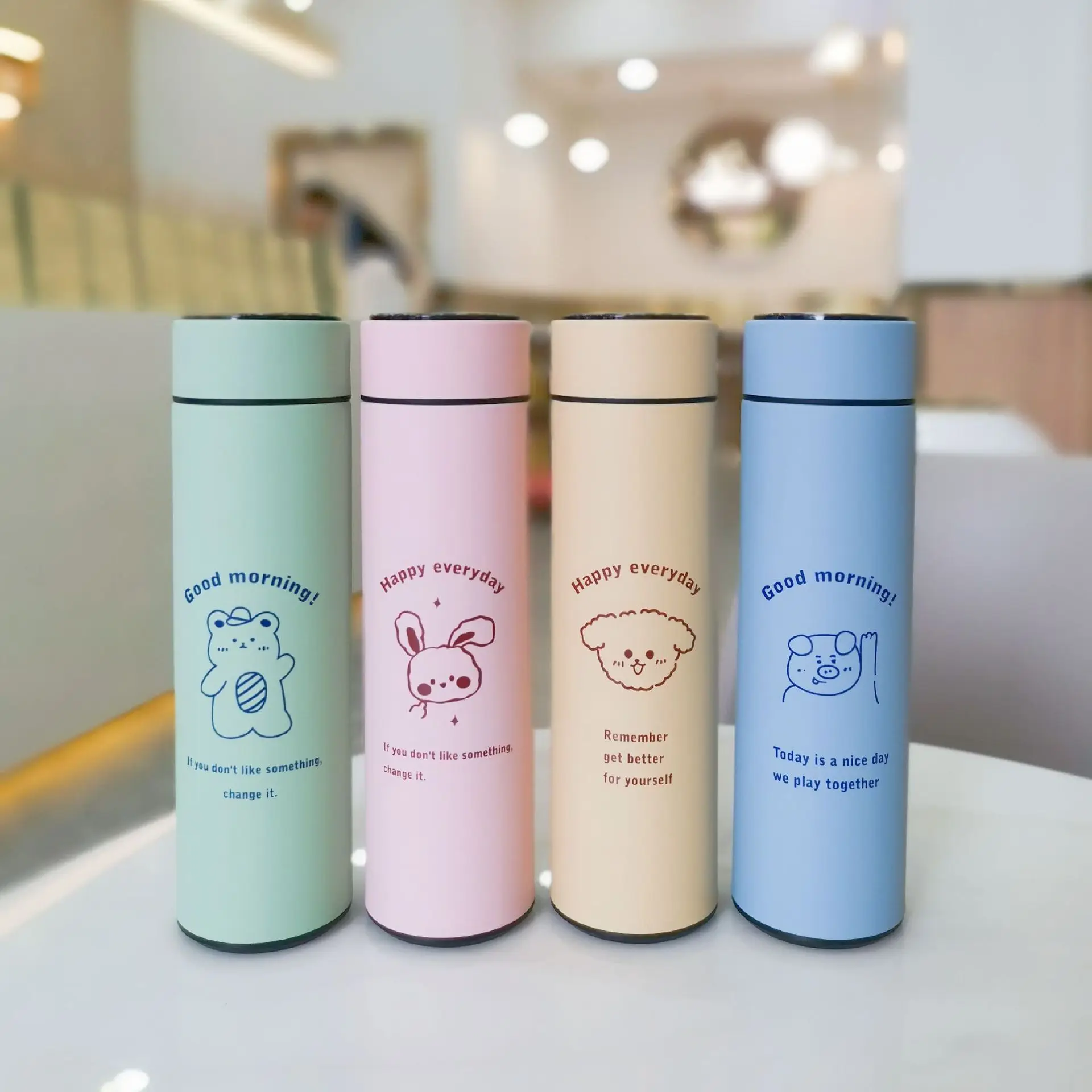 

304 new smart thermos cup stainless steel business straight water cup male and female students temperature cup fashion gift cup