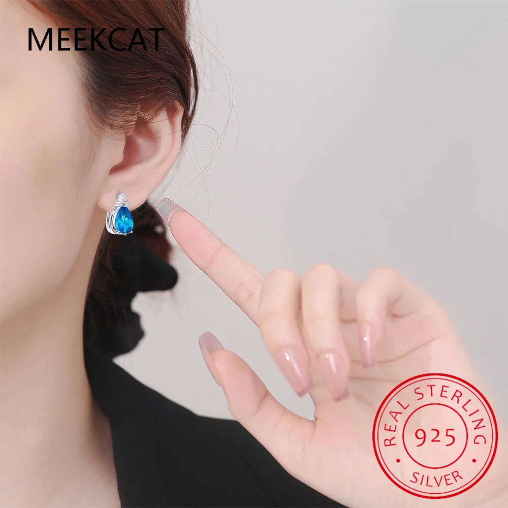 Серьги-кольца из стерлингового серебра 925 пробы с натуральным красным гранатом