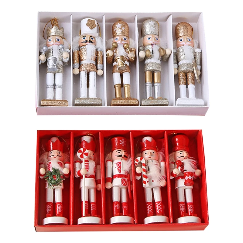 

Christmas Nutcracker Ornaments Wooden Solider Nutcracker Figurines Desktop Office Decoration Xmas Tree Hanging Ornaments