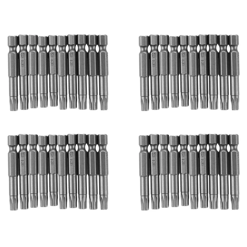 

6Mm T30 Head 50Mm Long Magnetic Torx Screwdriver Insert Bits Tool 40 Pcs