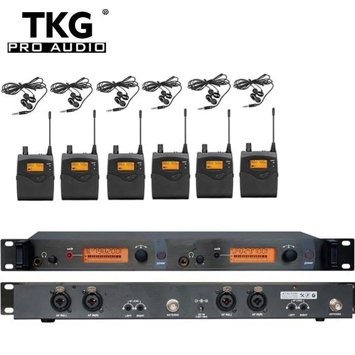 

TKG SR2050 1 Transmitter 6 Receivers In Ear Monitor Wireless System Monitoring in ear monitor system for band