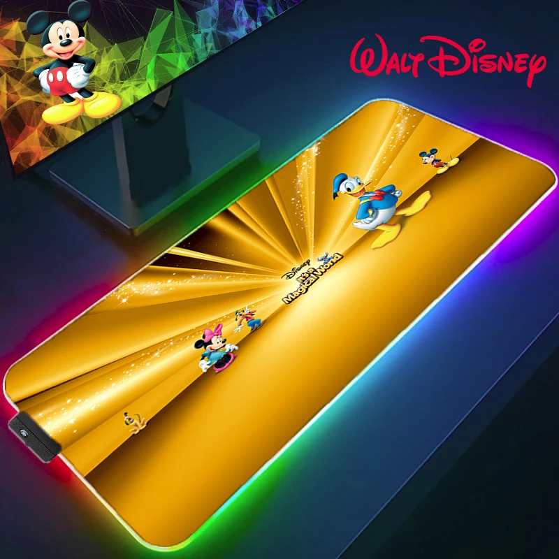 

Disney Mickey Minnie Large RGB Mouse Pad XXL Gaming Mousepad LED Mausepad Gamer Mouse Carpet Big Mouse Mat PC Desk Pad Mat
