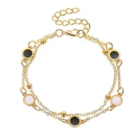 bohemian gold tassel bracelets for women boho jewelry geometric black gem beads layered hand chain charm bracelet
