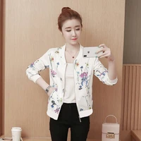 baseball jacket female korean slim long sleeve zipper uniform coat women short print jacket sunscreen shirt 4xl