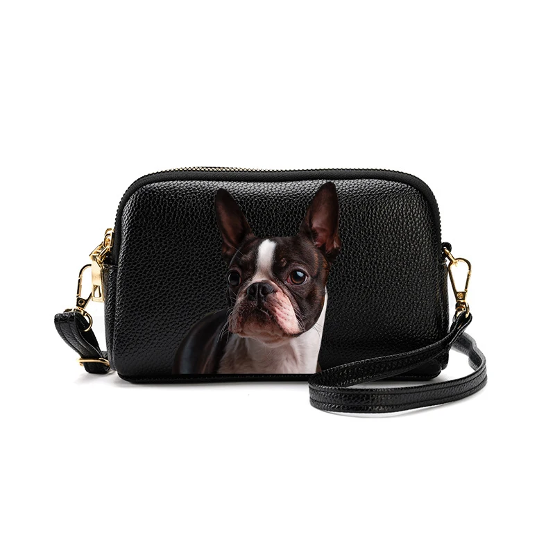 

2022 New Mini Shoulderbag Women Fashion Ins PU Leather Messenger Bag Purse Simple Style Crossbody Bags Dog Photo NSB020