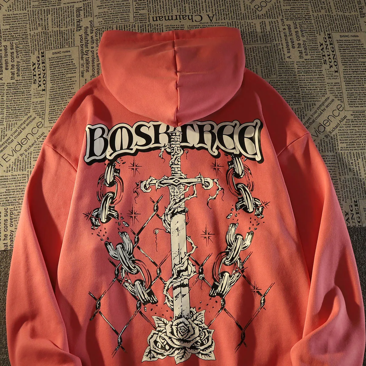 2022 Spring Autumn Pullover Tops Hip Hop Hoodie Streetwear Sweatshirt  Men Women Cartoon Dark Cross Rose Print  Harajuku Hoodie