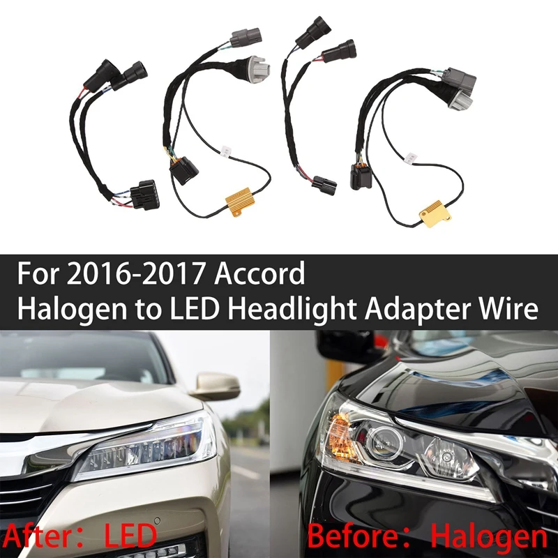 

1 пара для 2016 2017 Honda Accord от галогенной светодиодный светодиодной фары адаптер проводного жгута лампа обновленная Модифицированная проводка