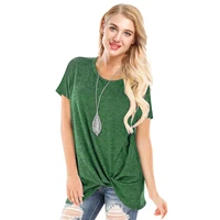 solid color womens casual loose summer breathable short sleeved round neck t shirt european and american fashion kink top