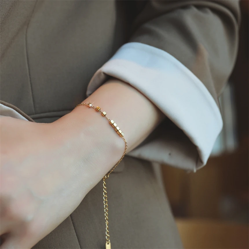 Браслет на запястье из нержавеющей стали 316L небольшой сахарный куб простые