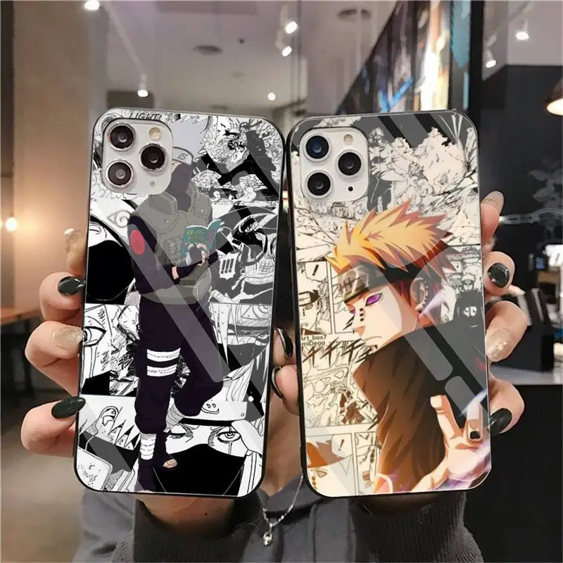 

Anime Naruto Akatsuki Comics Phone Case Tempered Glass For iPhone 13 12 Mini 11 Pro XR XS MAX 8 X 7 Plus SE 2020 Soft Cover