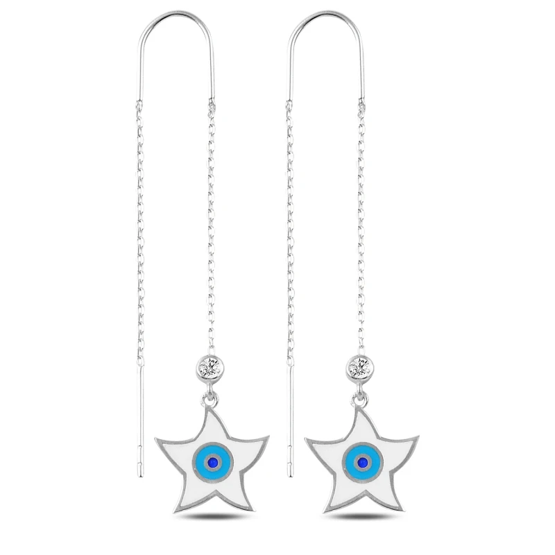 

Silver 925 Sterling Zircon Cubic Zirconia and Cabochons Starfish Japanese Earrings