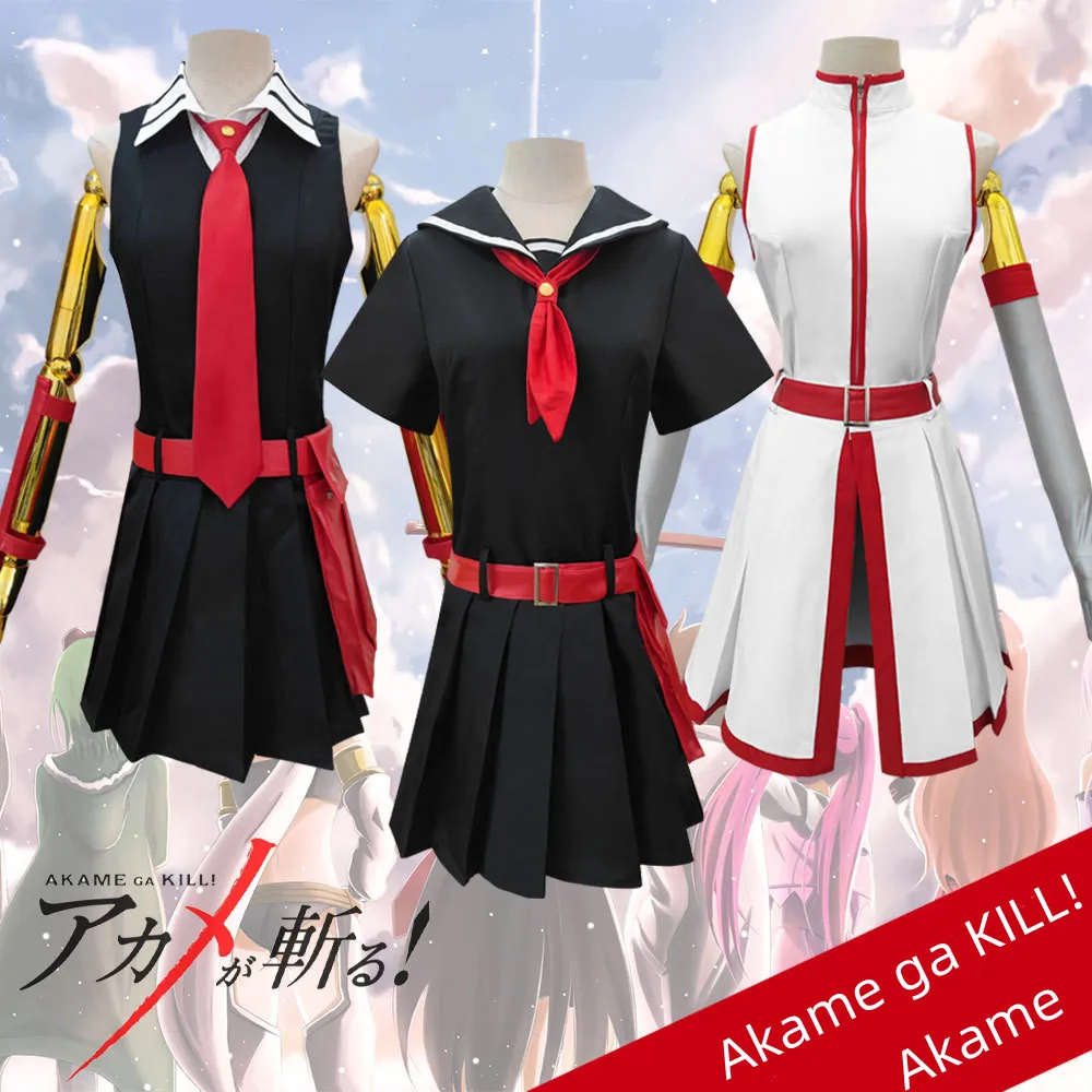 

Anime Akame Ga Kill Cosplay Costume Black Jk Uniform Skirt Pocket Aldult Woman Sexy Kawaii Carnival Halloween Sailor Suit